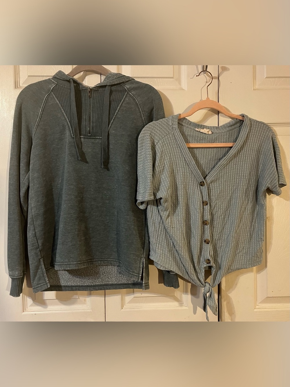 Pink Republic Quarter Zip Hoodie(XS) & Waffle Knit Top(S) Bundle Of Two Tops